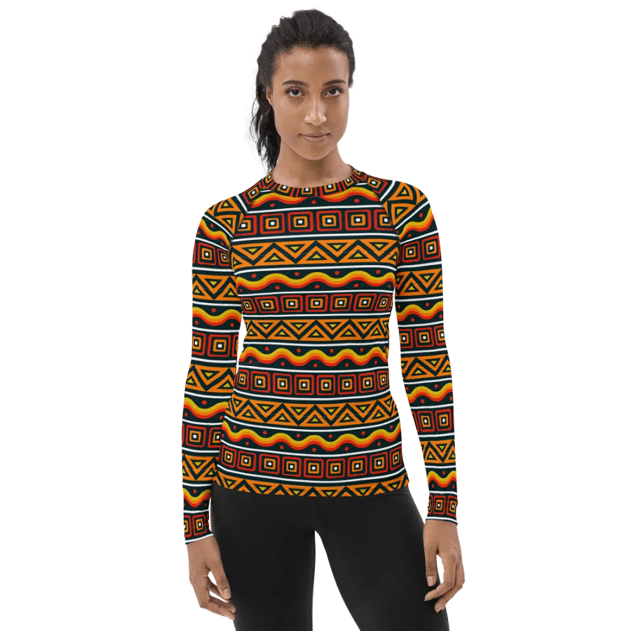 Elegant Essence: Flat African Pattern All-Over Print Women's Rash Guard product image (6)