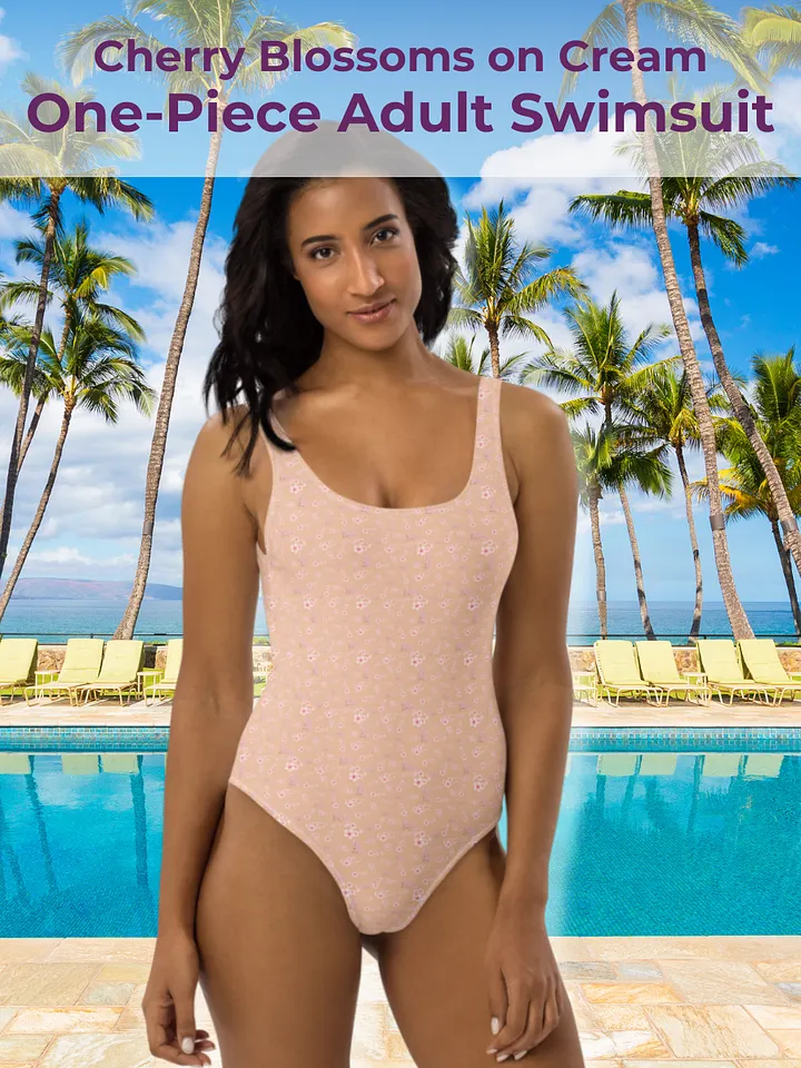 Cherry Blossoms on Cream One-Piece Adult Swimsuit product image (1)