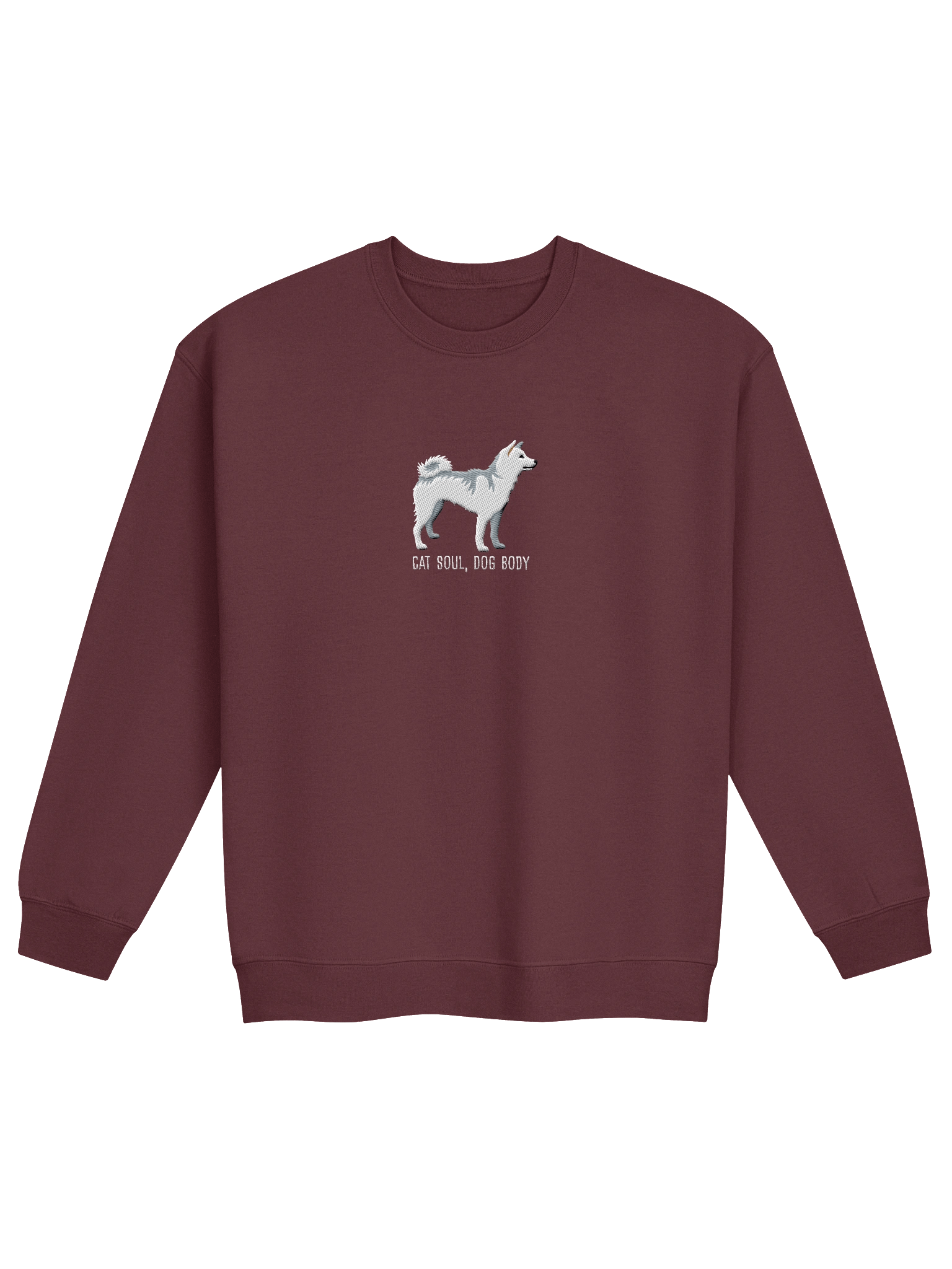 Cat Soul, Dog Body Sweatshirt (Embroidered) of a Japanese Shiba Inu(White) product image (5)