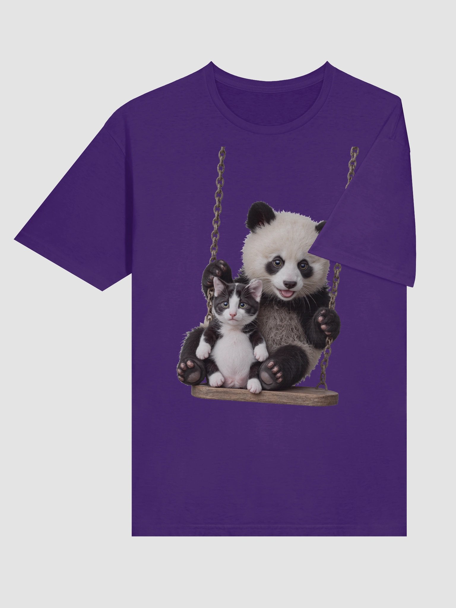 Panda and Kitten Swing Adventure T-Shirt product image (62)