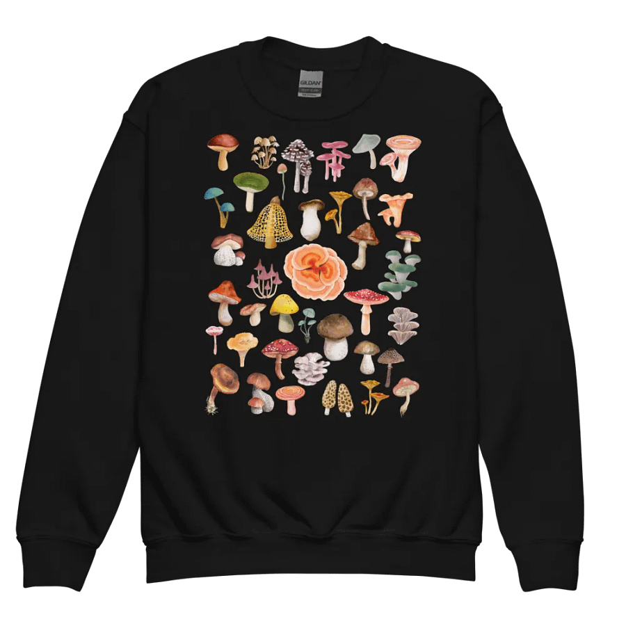 Woodland Mushrooms Youth Crewneck Sweatshirt product image (1)