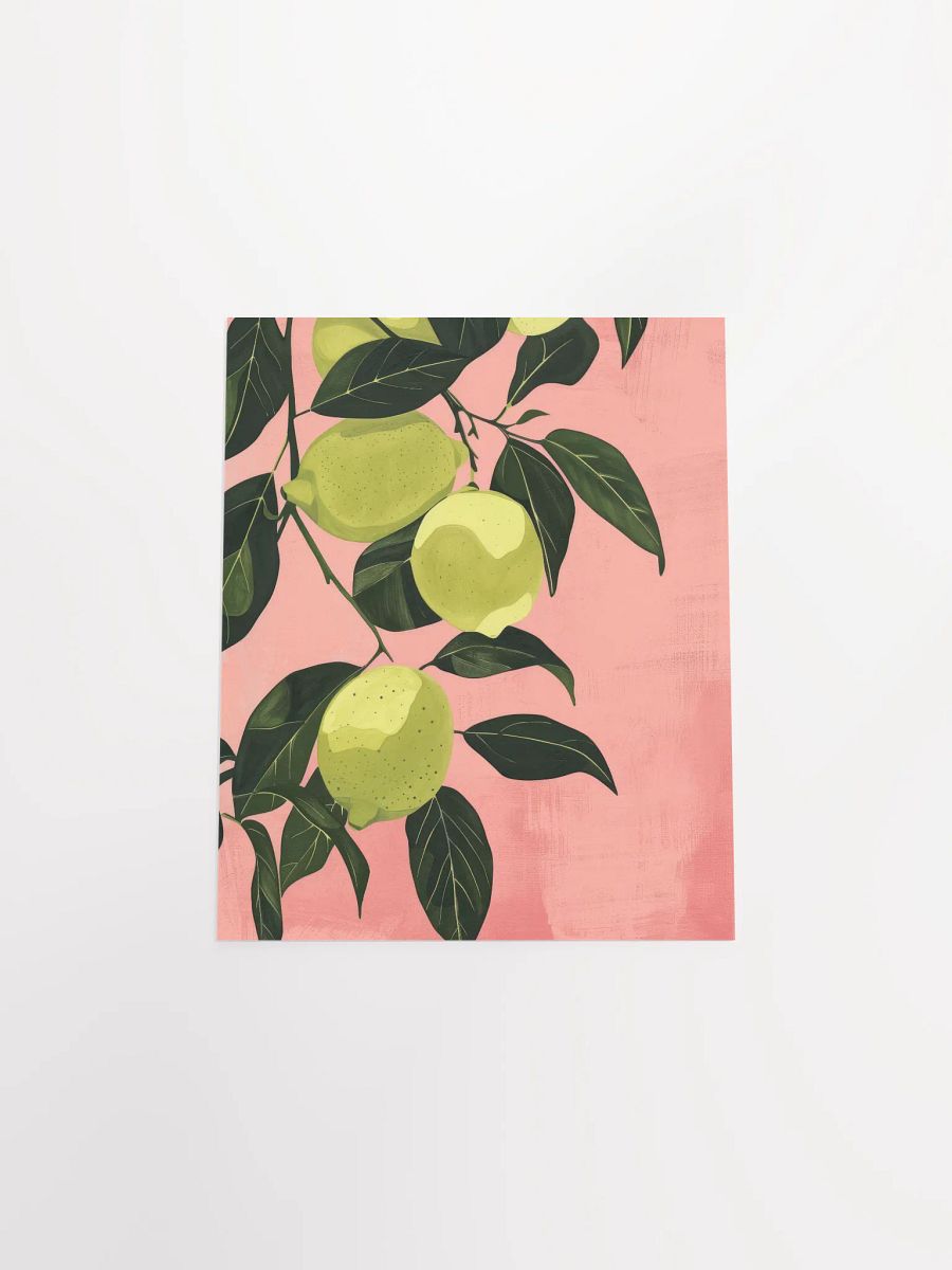 Lime Lemons on Pink Pastel Kitchen Wall Art Print product image (28)