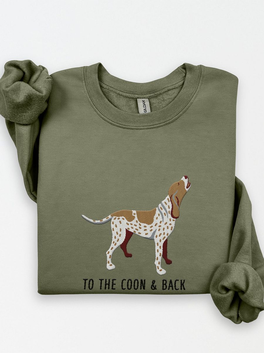To the Coon & Back Sweatshirt (Embroidered) of a Redtick Coonhound product image (1)