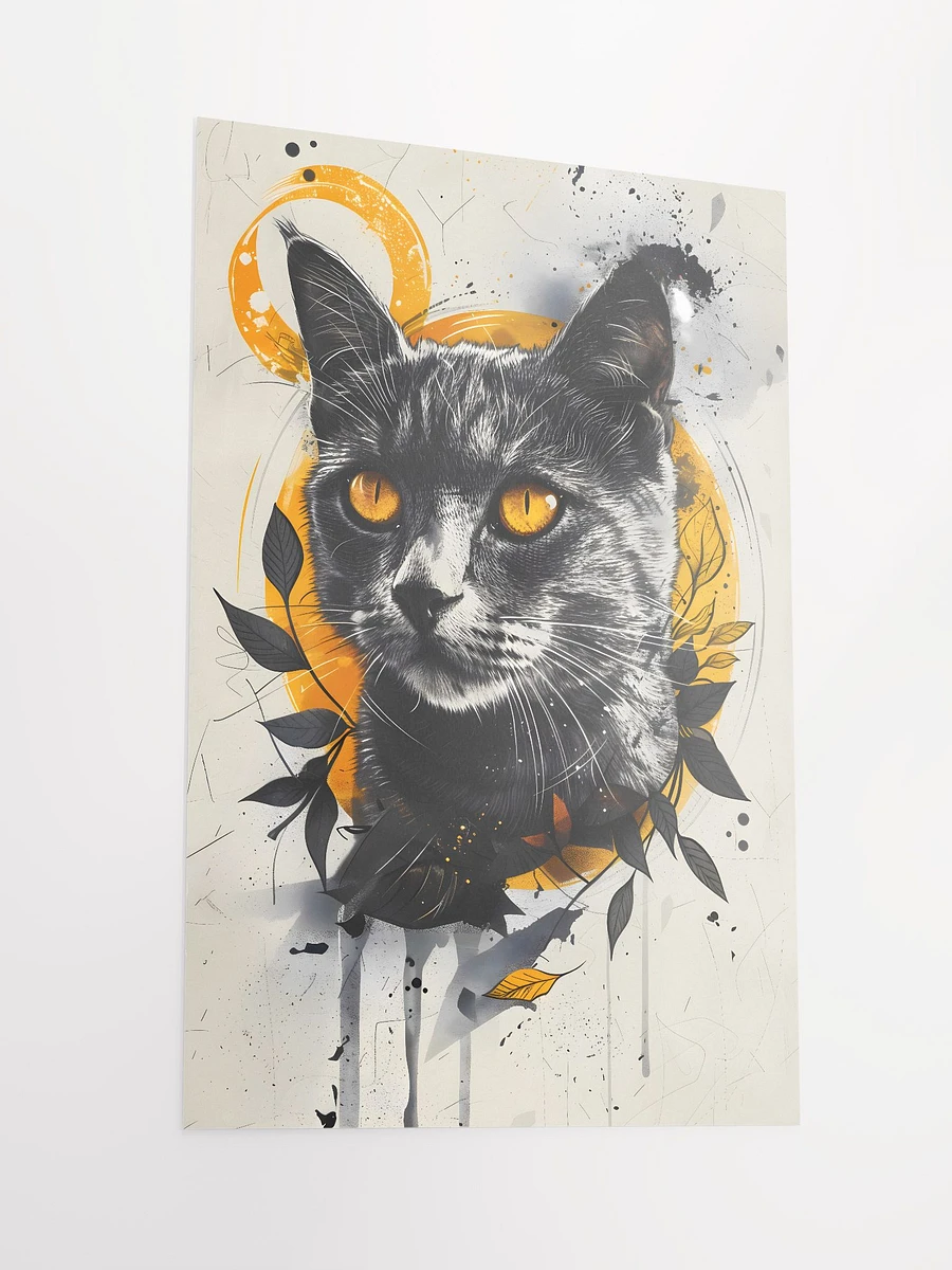 Mystique Unleashed: Urban-Inspired Black Cat with Golden Eyes Matte Poster product image (4)