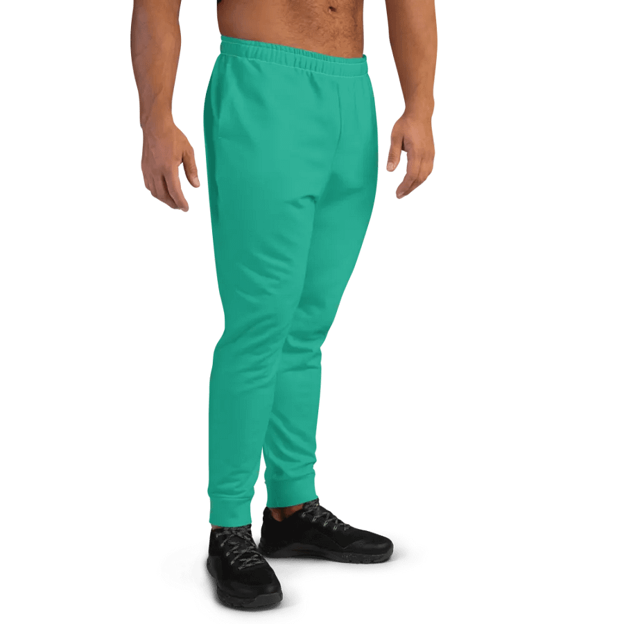 Plain Medium Sea Green Light Summer Recycled Polyester Premium Men's Joggers by Treasure Pie product image (3)