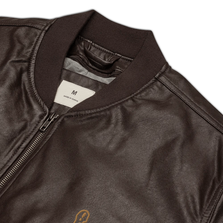 EXCLAIMING MENTALLY monochrome brown faux leather jacket product image (2)