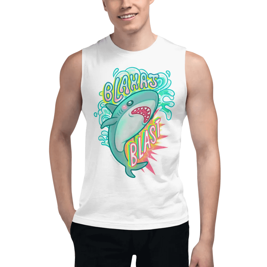 Blahaj Blast Muscle Tank product image (5)