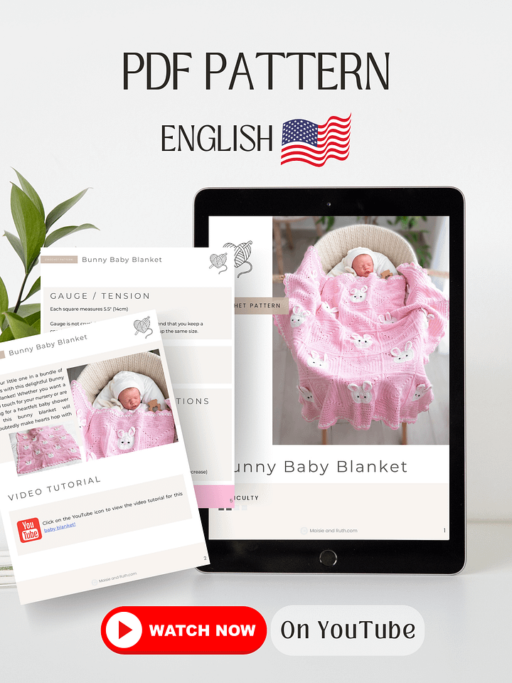 Crochet Pattern: Bunny Baby Blanket product image (2)