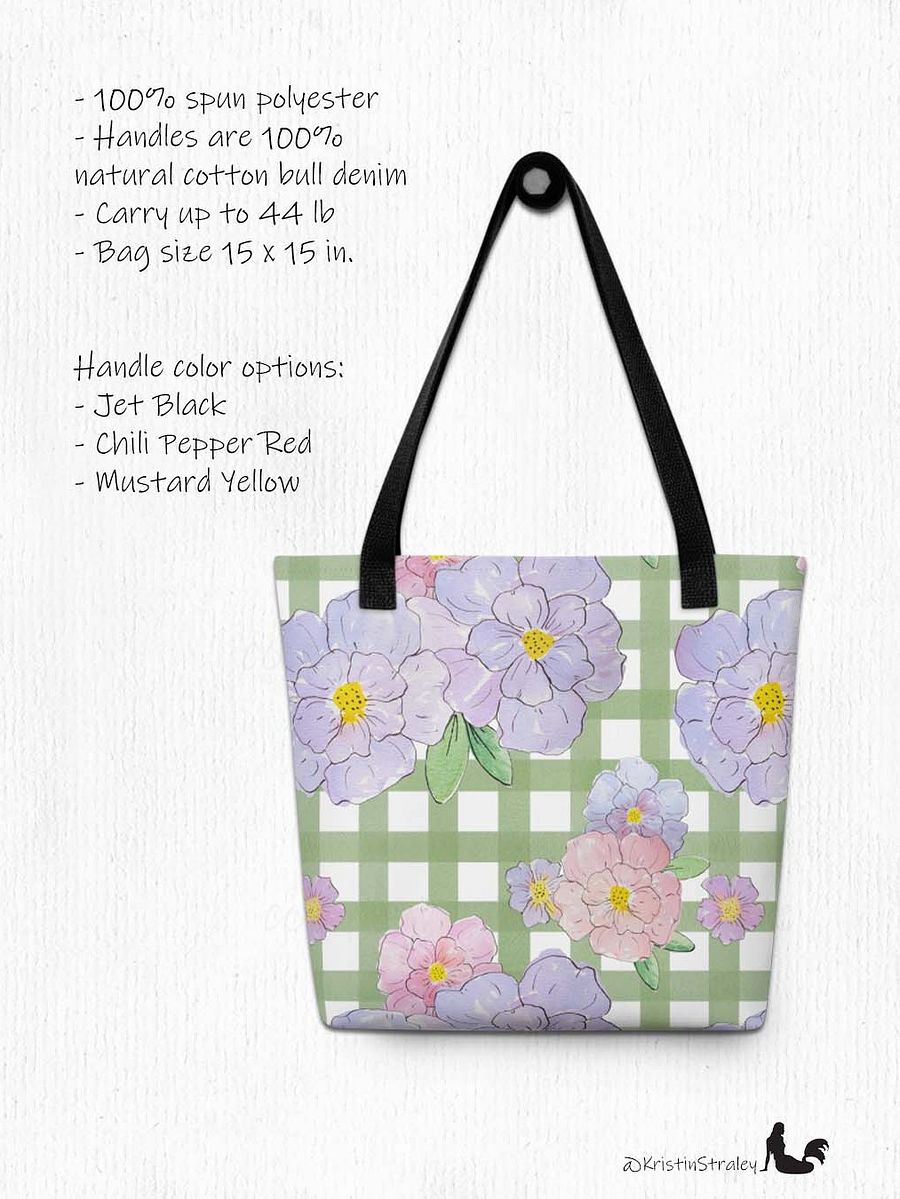 Gingham Blossoms - Lg Lavender Flowers on Green Gingham product image (2)