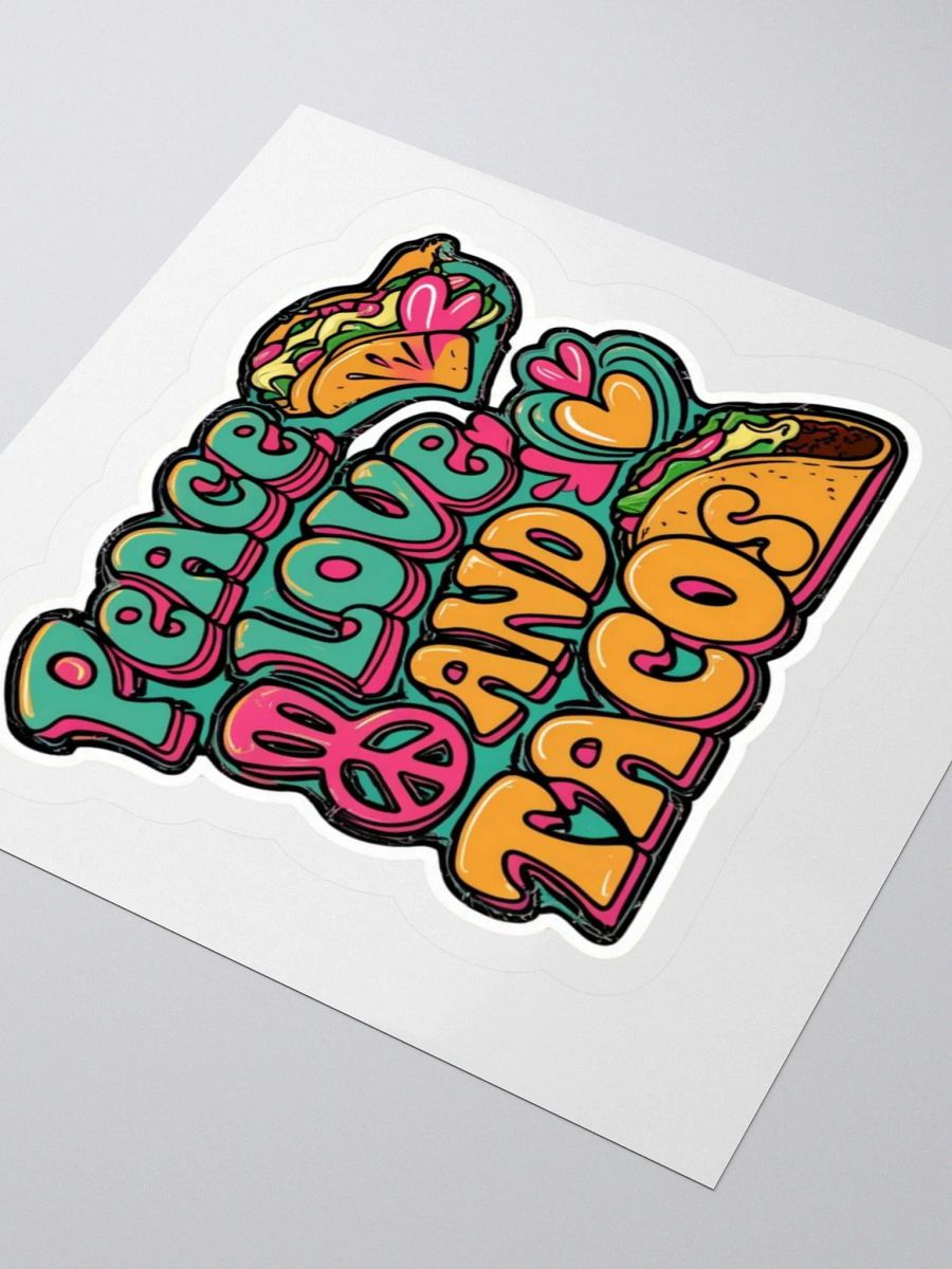 Peace, Love and Tacos - Groovy Kiss Cut Stickers product image (9)