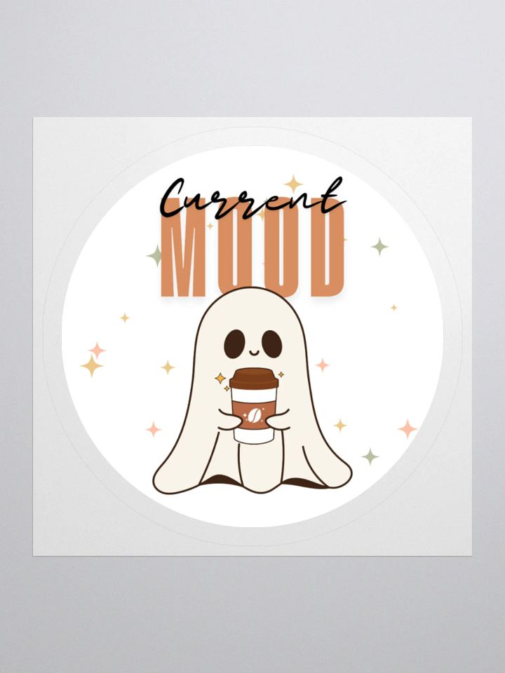 Current Mood // Ghost and Coffee // Circle Sticker product image (1)