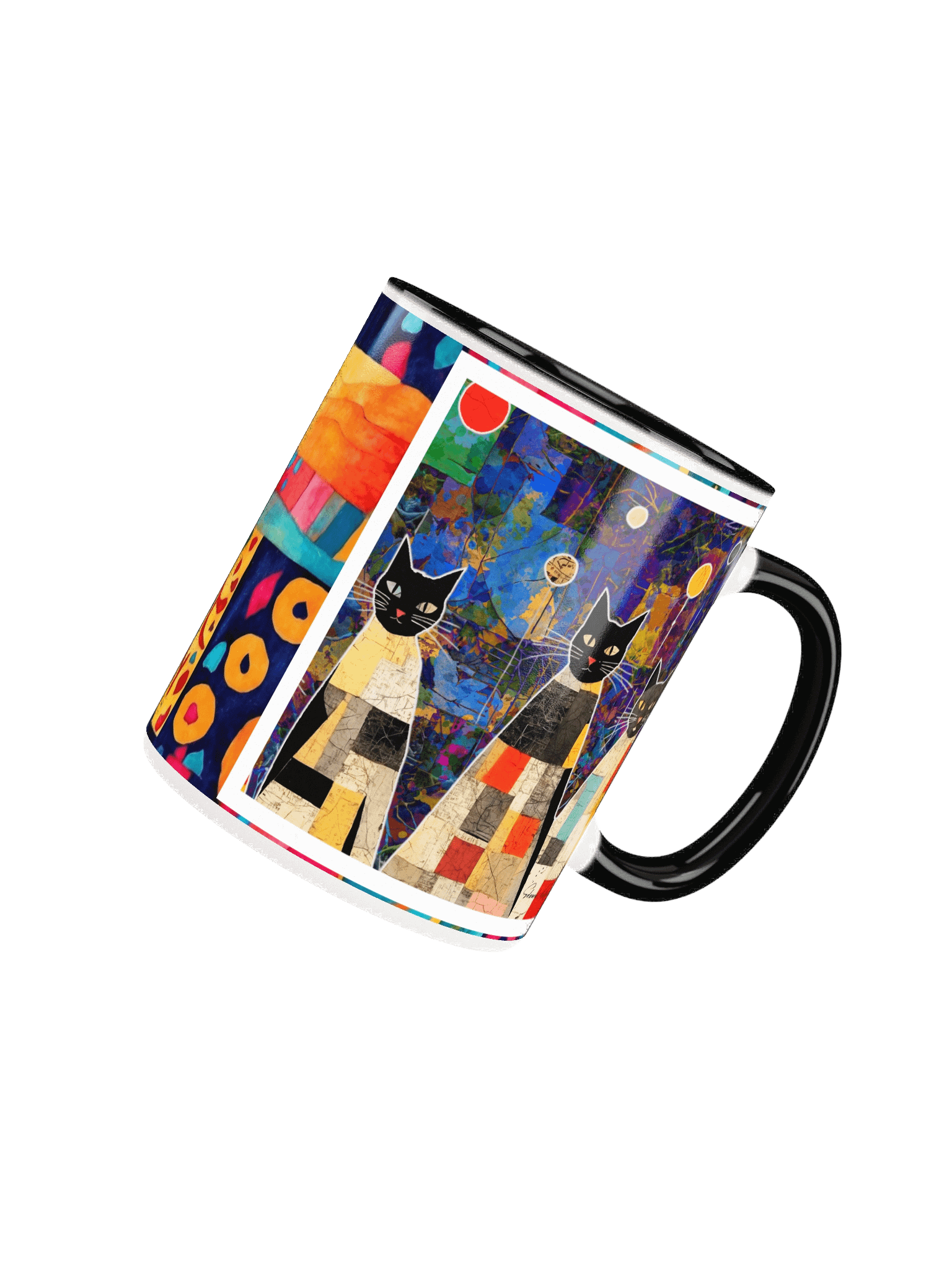 Whimsical Patchwork Cats Ceramic Mug product image (44)