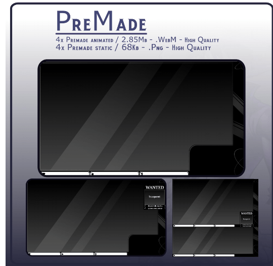 Luffy Black White Stream OVERLAY Pack, One Piece Overlay, Dark Anime twitch overlay, Anime black white Overlay, Black white stream overlay product image (3)