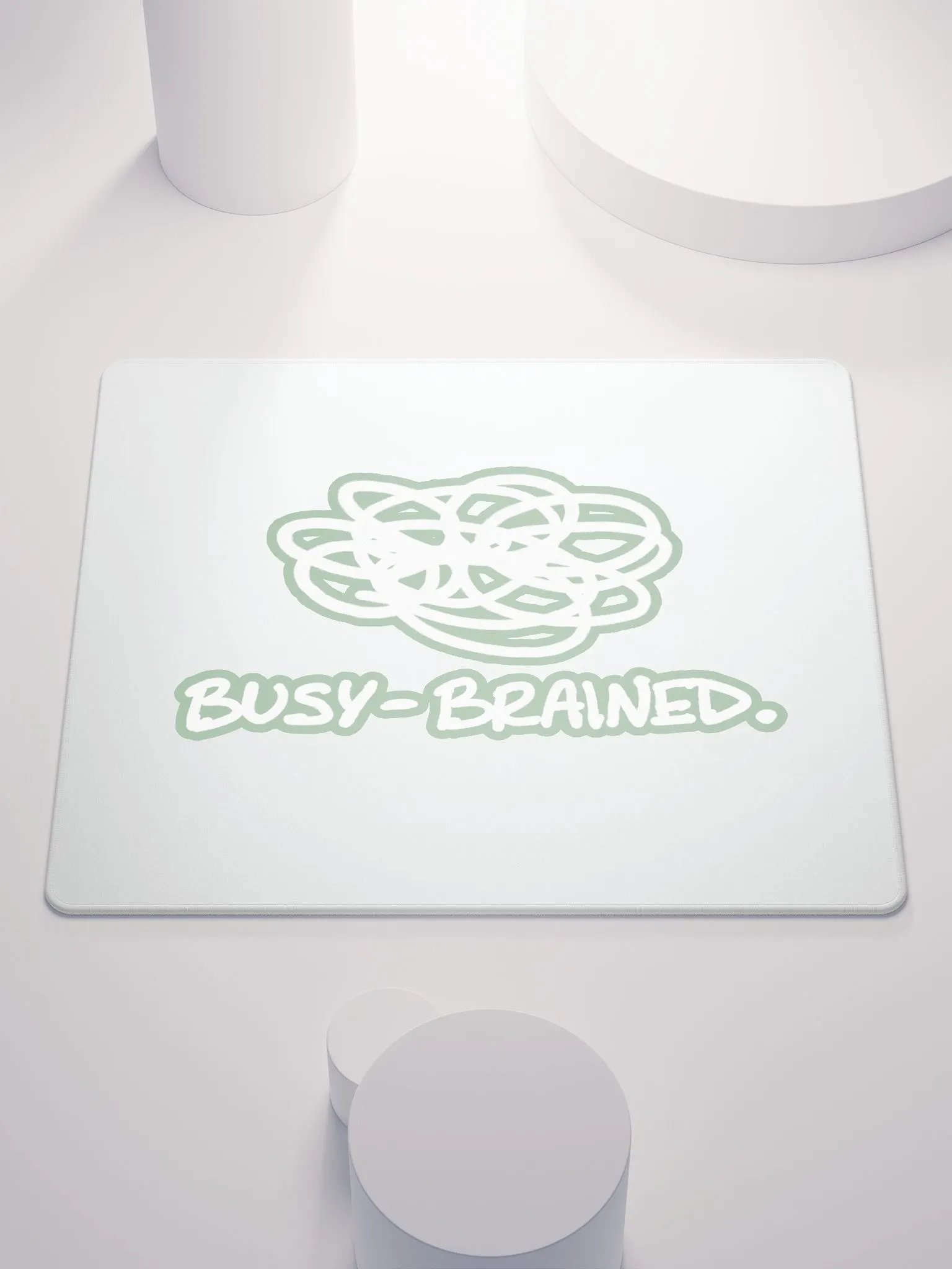 BUSY-BRAINED (lined design, #96B697) mouse pad product image (1)