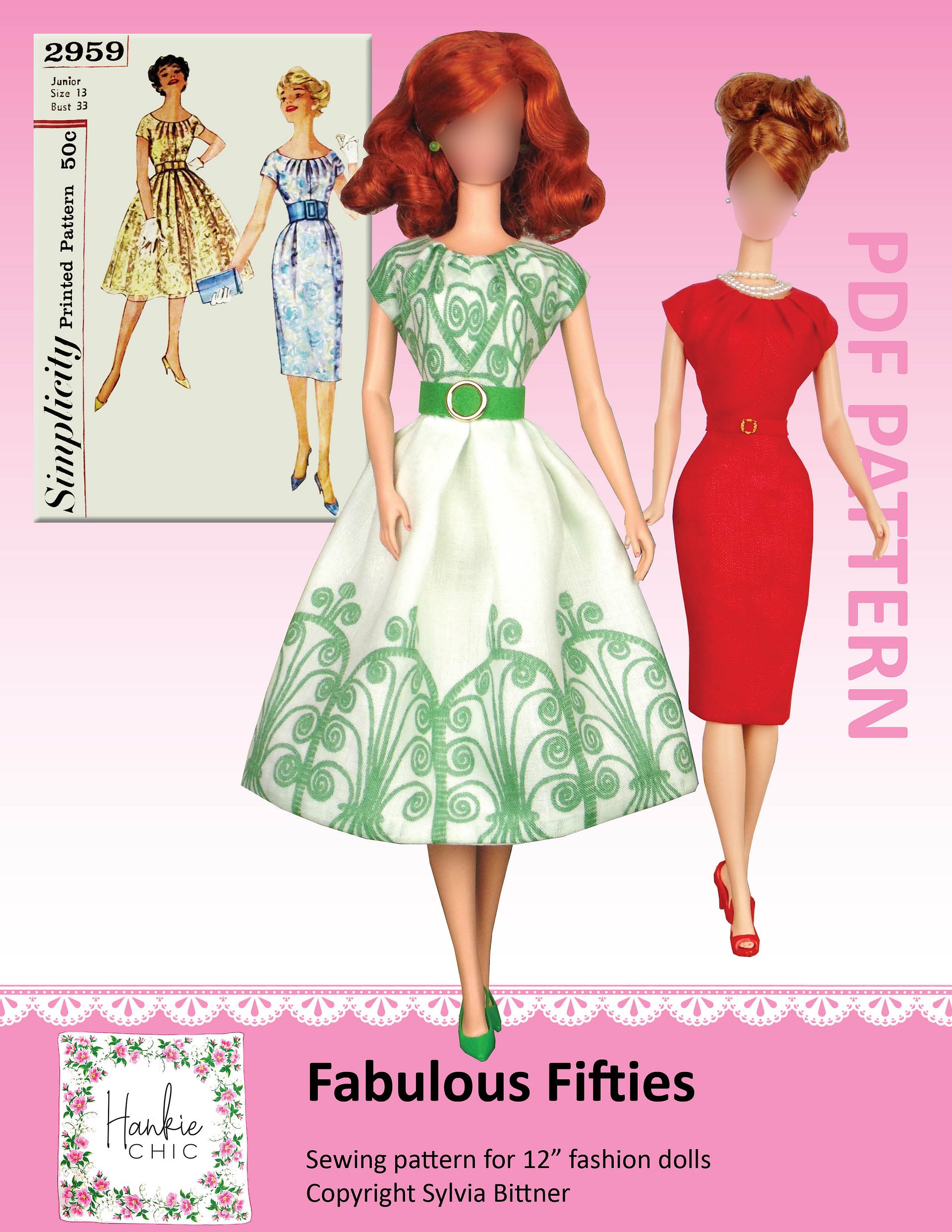Fabulous Fifties sewing pattern for 12" fashion dolls product image (1)