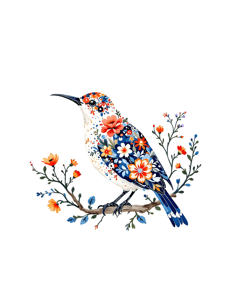 Watercolor Folk Art Bird Clipart, Floral Spring Digital Download, Whimsical Bird Illustrations, Wedding Invitations, Scrapbooking, Card Making product image (2)