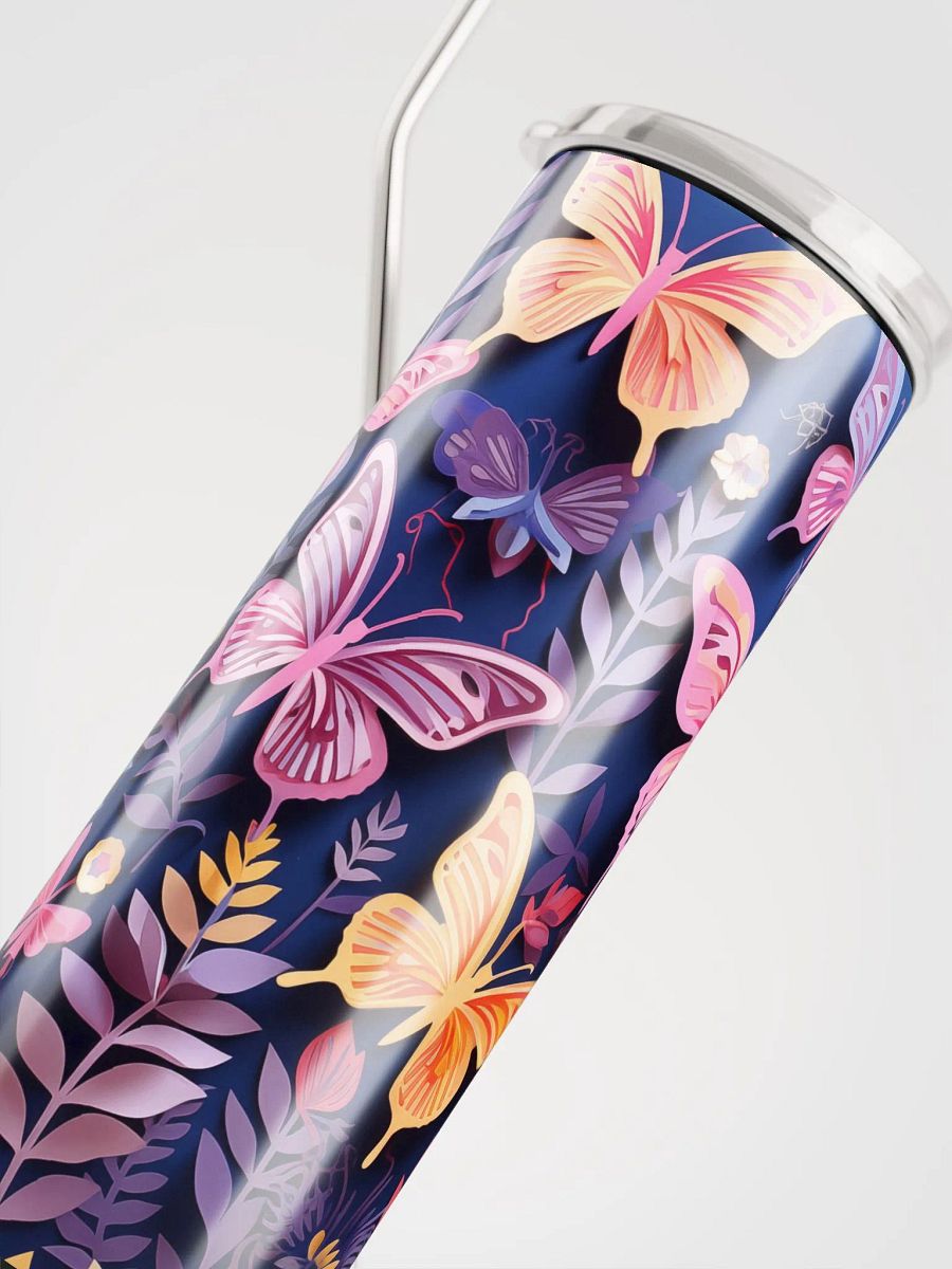 Vibrant Purple Yellow Butterfly Papercut Stainless Steel Tumbler product image (5)