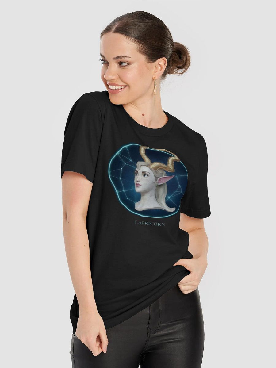 Exclusive Capricorn Zodiac T-Shirt - Unisex Astrology Gift with Ethereal Horned Figure and Cosmic Design product image (9)