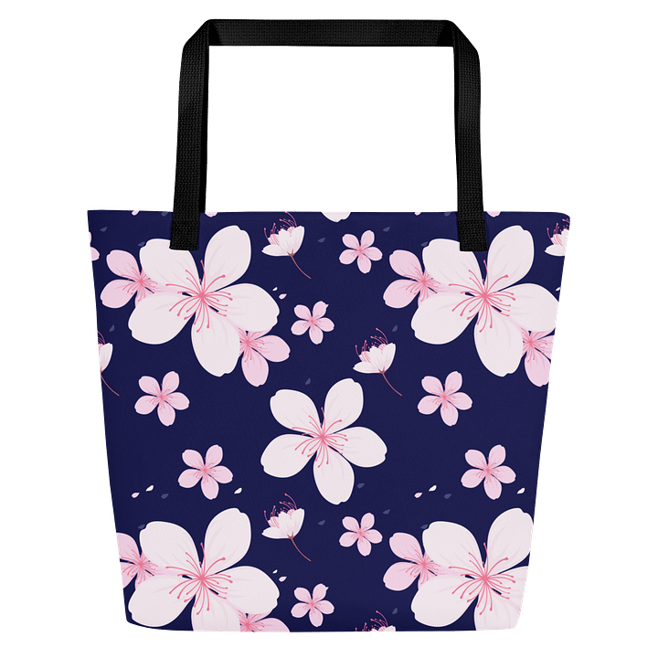 Cherry Blossom Burst blue Large Tote Bag product image (2)