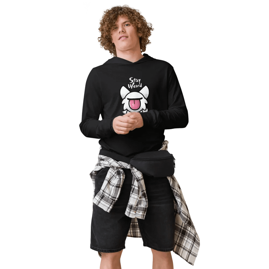 Stay Weird Cat Hooded Long-sleeved shirt product image (7)