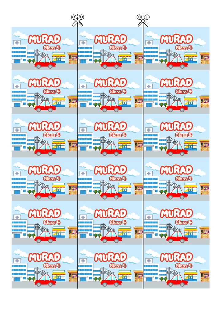 🚗 Blue & Red Cute Illustrative Transportation City School Student Name Labels – Adventure Awaits! 🚌 product image (1)