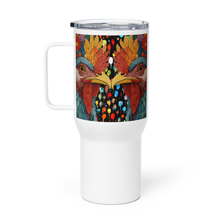 Symmetrical Roosters Stainless Steel Travel Mug product image (1)
