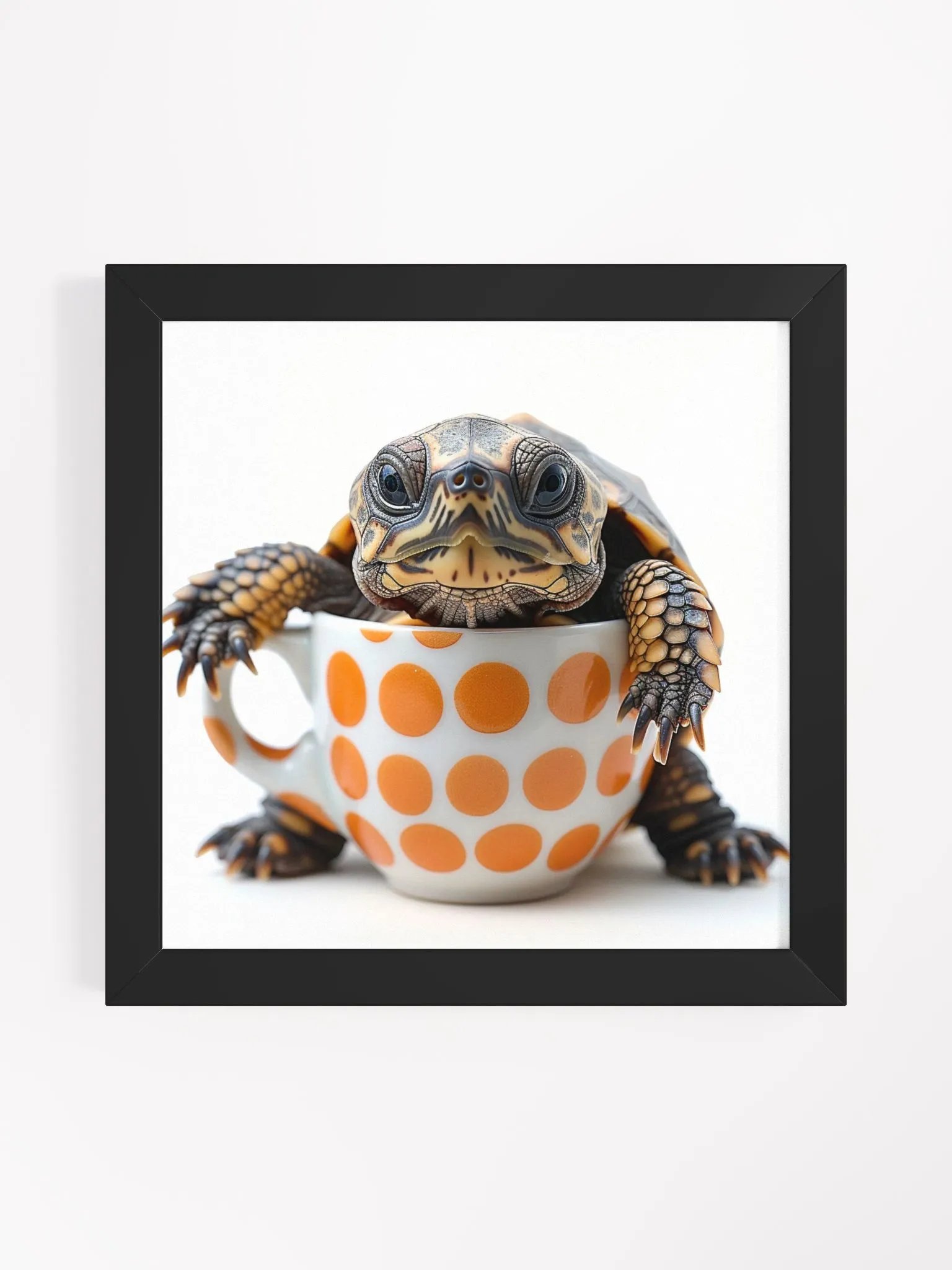 Coffee Lover Cute Box Turtle Framed Wall Art product image (1)