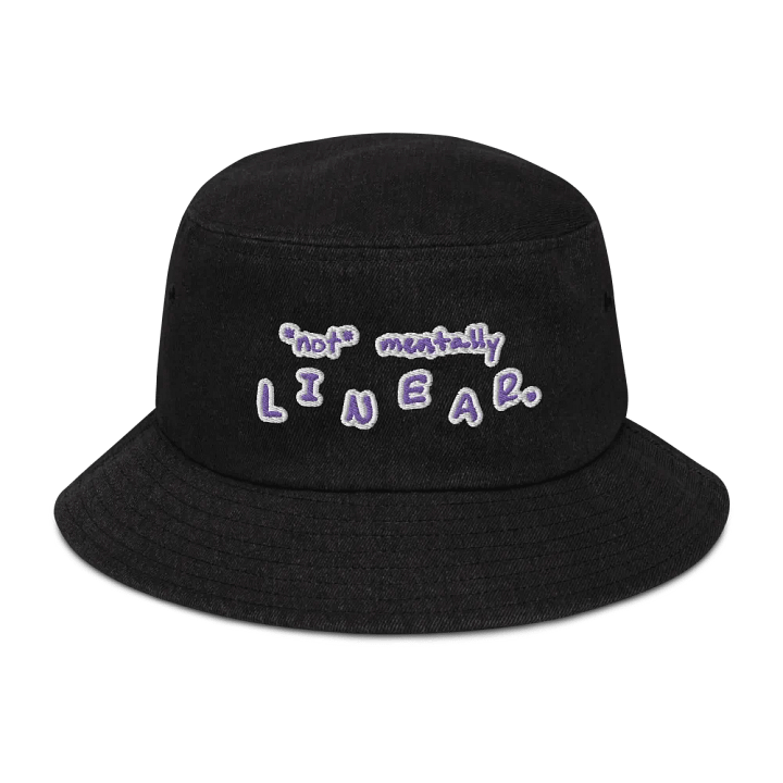 *not* mentally linear (purple bubble design) denim bucket hat product image (1)