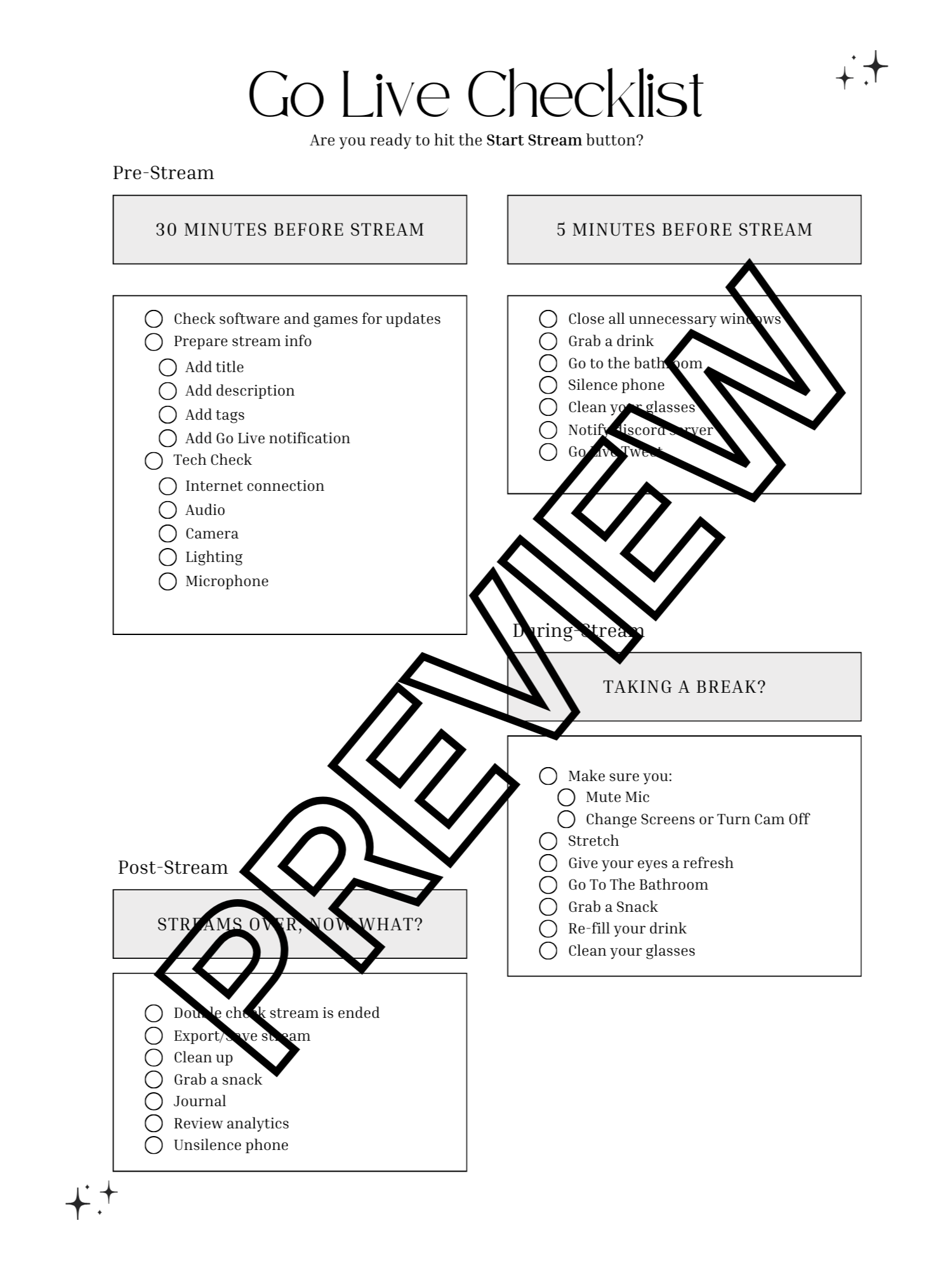 Streaming Checklist product image (1)