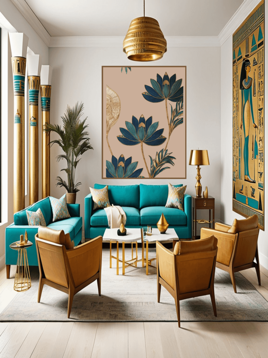 Elegant Lotus Art Printable – Blue & Gold Minimalist Wall Decor product image (10)