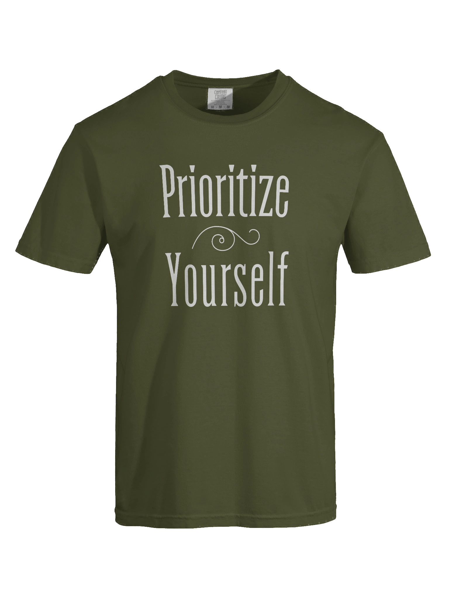 "Prioritize Yourself" Minimalist Motivational T-Shirt (Light on Dark) product image (1)