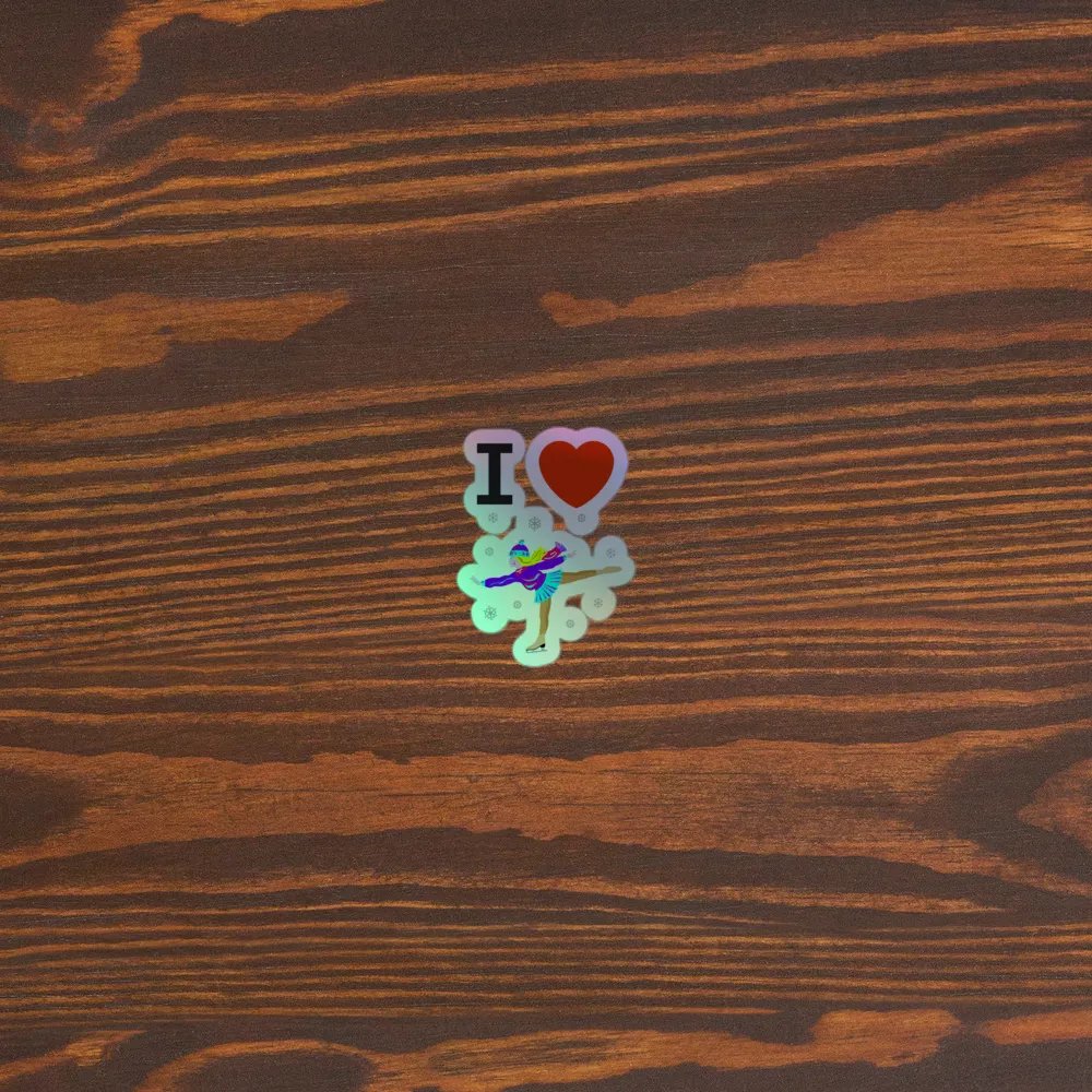 I Love Ice Skater Holographic Sticker product image (5)