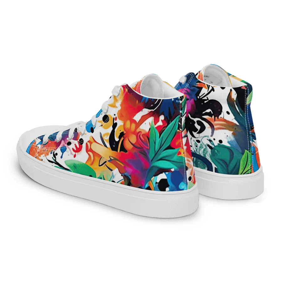 Floral Euphoria High Top Canvas Shoes _ Calceonova Streetwear _ Abstract Graffiti Tropical Explosion Design product image (7)