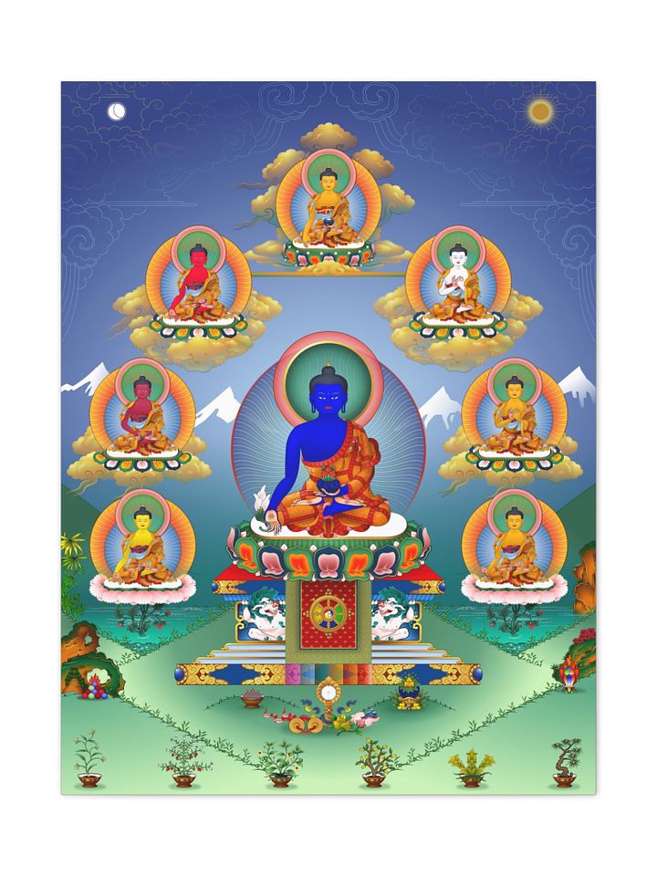 Eight Medicine Buddhas thangka canvas print product image (1)