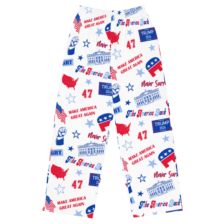Trump 2024 Republican Patriot Make America Great Again White Pattern Unisex Pajama Pant product image (1)