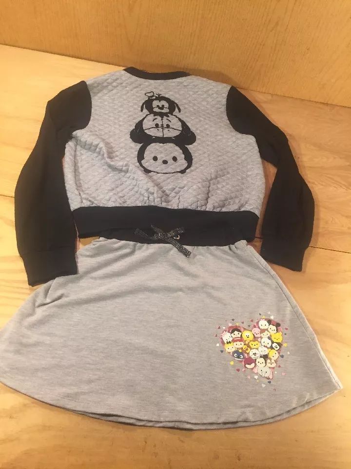 DISNEY D-Signed cotton gray tsum tsum skirt black trim size 10/12 & JACKET 14/16 product image (1)