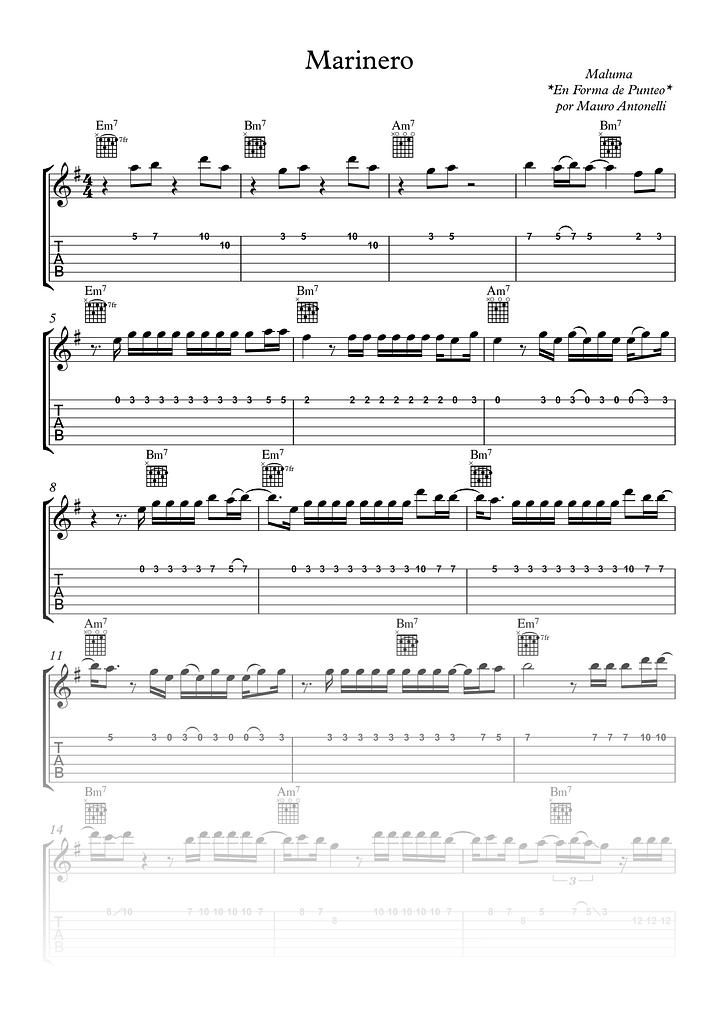 Marinero - Partitura + Tab + Acordes + Pista product image (1)