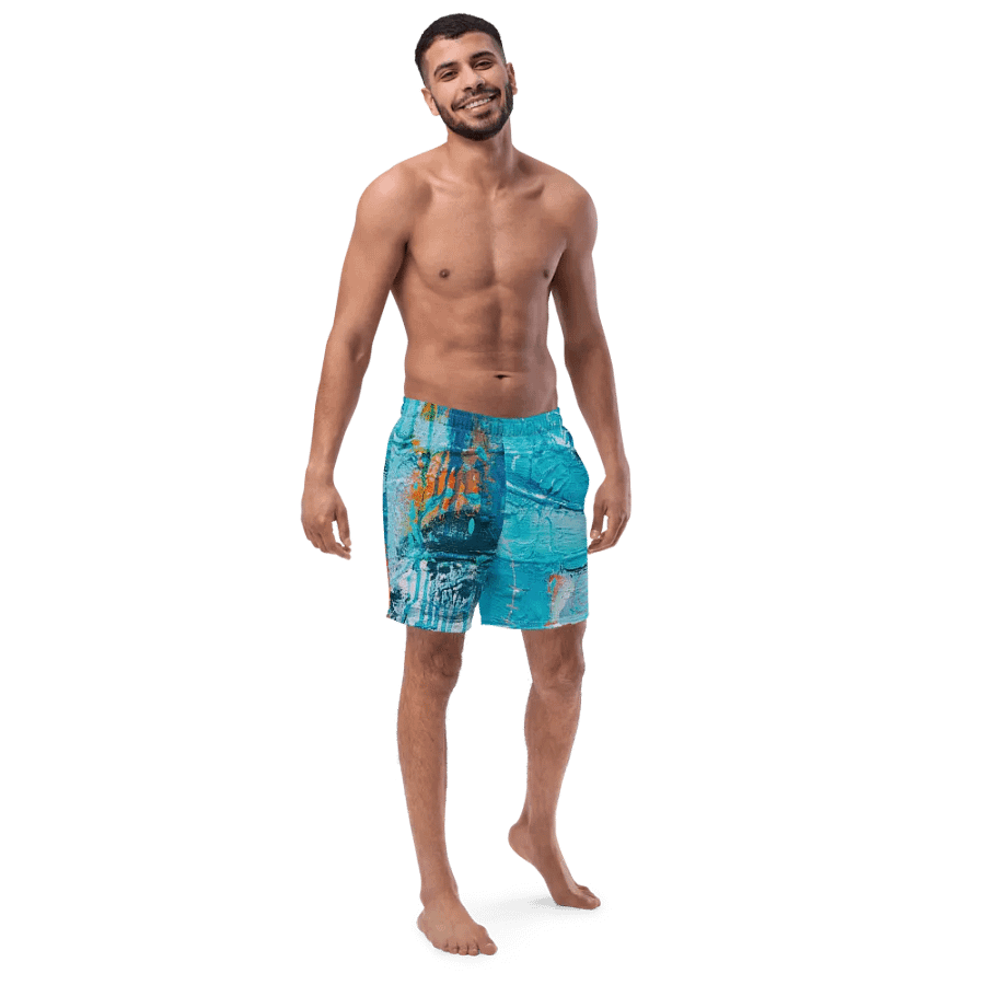 original painting by b. reters printed on men´s swimwear, beautiful blues product image (3)
