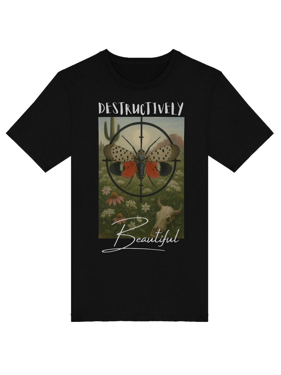 "Destructively Beautiful" Spotted Lanternfly Crosshair T-Shirt product image (49)