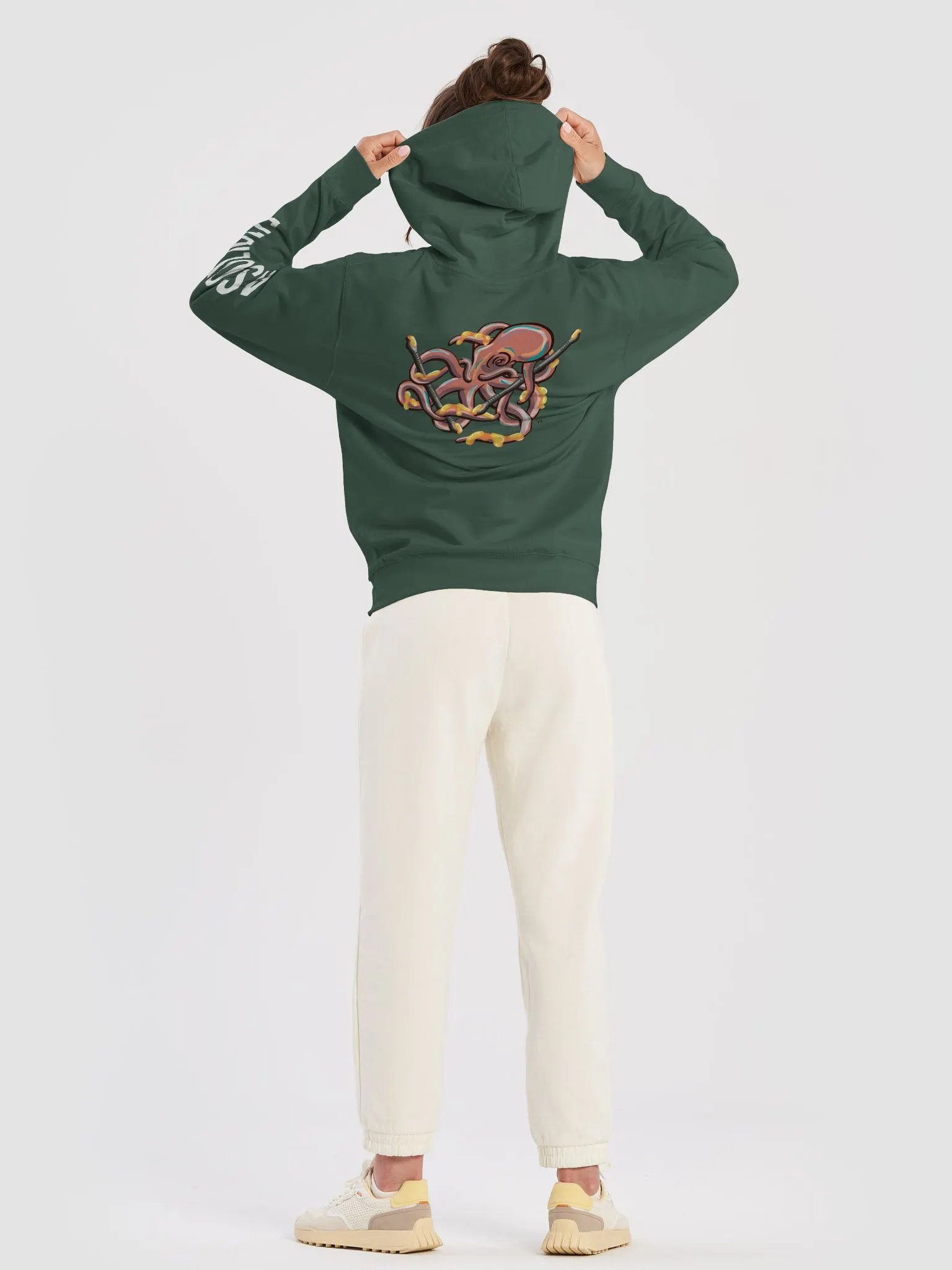 Dabbing Septopus Hoodie, Black, Back Design product image (48)