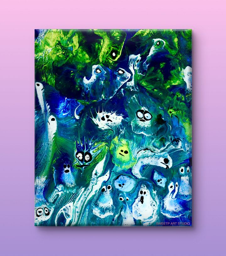Chaotic Creatures of the Sea | Original Canvas Painting product image (1)