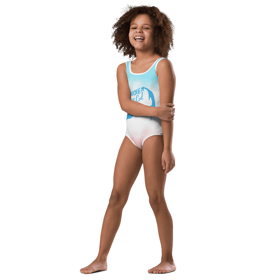 Girls' One-Piece Swimsuit | BOURNE to Cape Cod™ Front Logo | Coastal Kids Swimwear | Bright & Durable Summer Swimsuit product image (4)