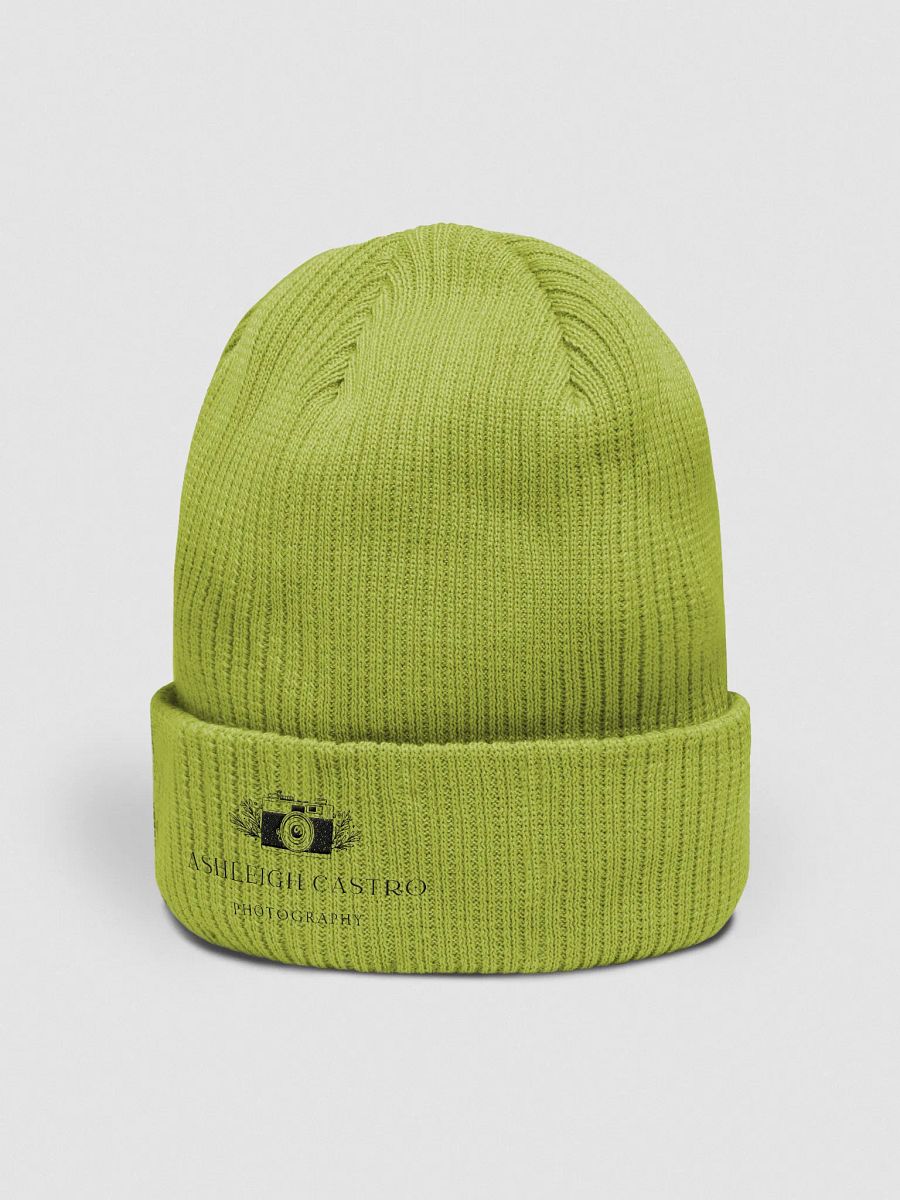 Botanical Camera Organic Ribbed Beanie (Black Embroidery) product image (8)
