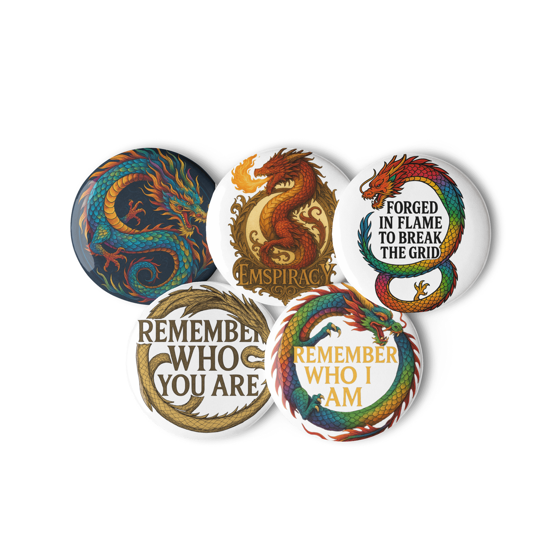🔥 Emspiracy Dragon Badge Set – Pack of 5 🔥 product image (1)