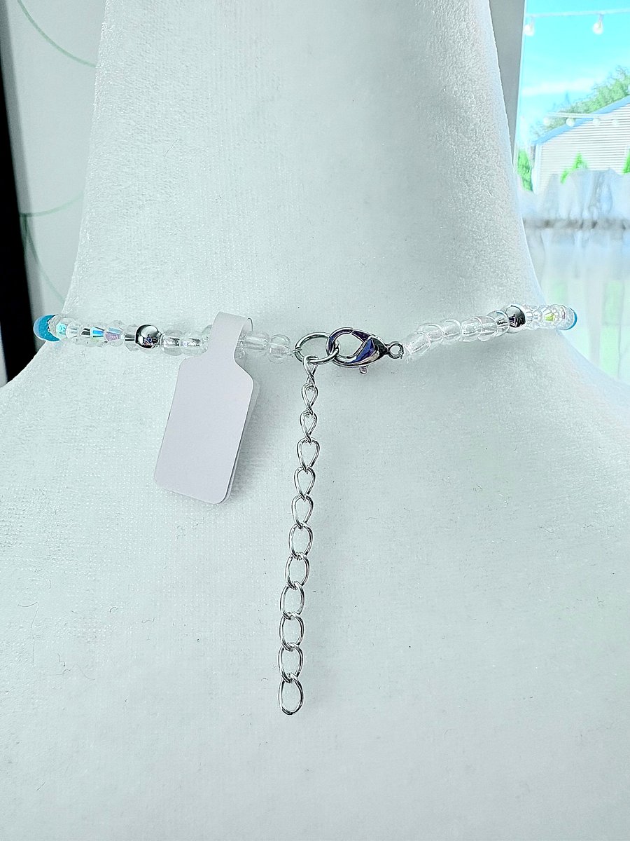Tri-Sea Glass Pendant Necklace | Coastal Blues & Glass Beads | Handmade Coastal Charm Jewelry by Monique Faella Designs™ | MFD-00033 product image (4)