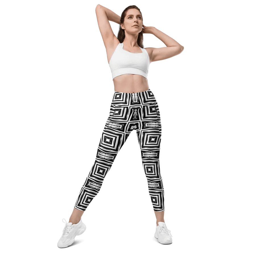 Abstract Monochrome Repeating Pattern All Over Print Ladies Leggings product image (7)
