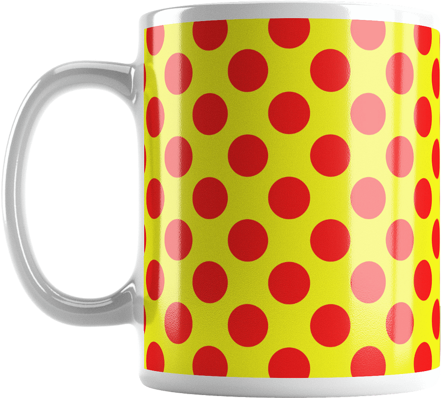 Red Polka Dots on Yellow Glossy Coffee Mug product image (5)