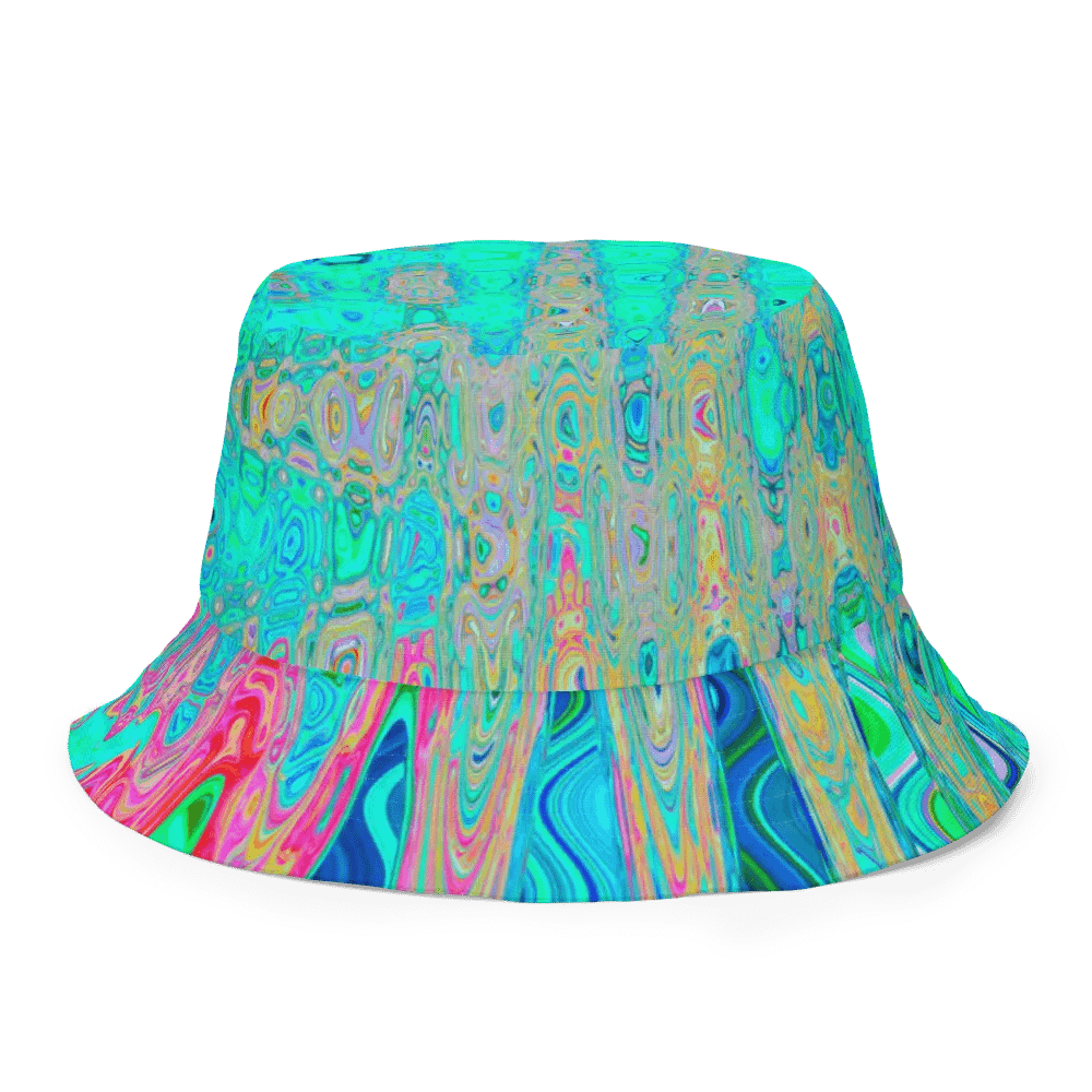 Groovy Abstract Retro Rainbow Atomic Waves Bucket Hat product image (3)