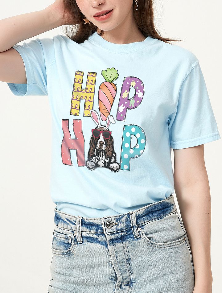 Hip Hop Easter Cocker Spaniel T-Shirt | Cute Easter Day Cocker Wearing Bunny Ears and Sunglasses T-Shirt product image (6)