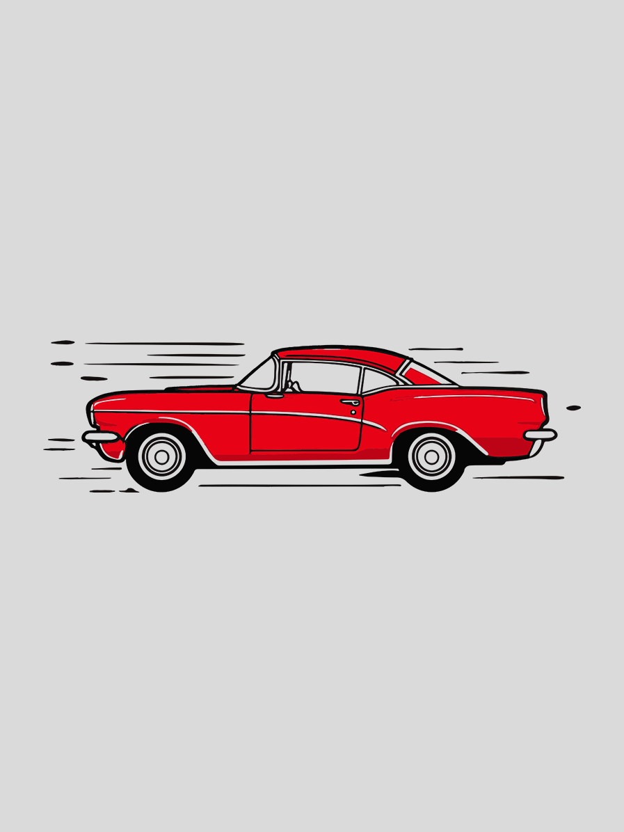 Retro Car - Printed Tee High Quality product image (2)